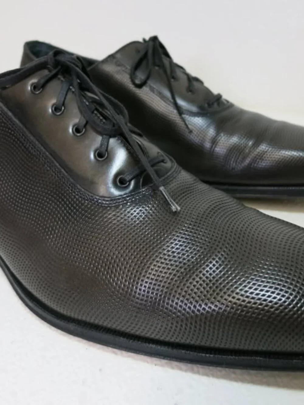 Salvatore Ferragamo Pebbled Grained Leather Plain Toe Oxfords Men's Shoes 8 EE